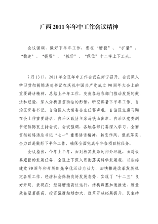 广西XXXX年年中工作会议精神