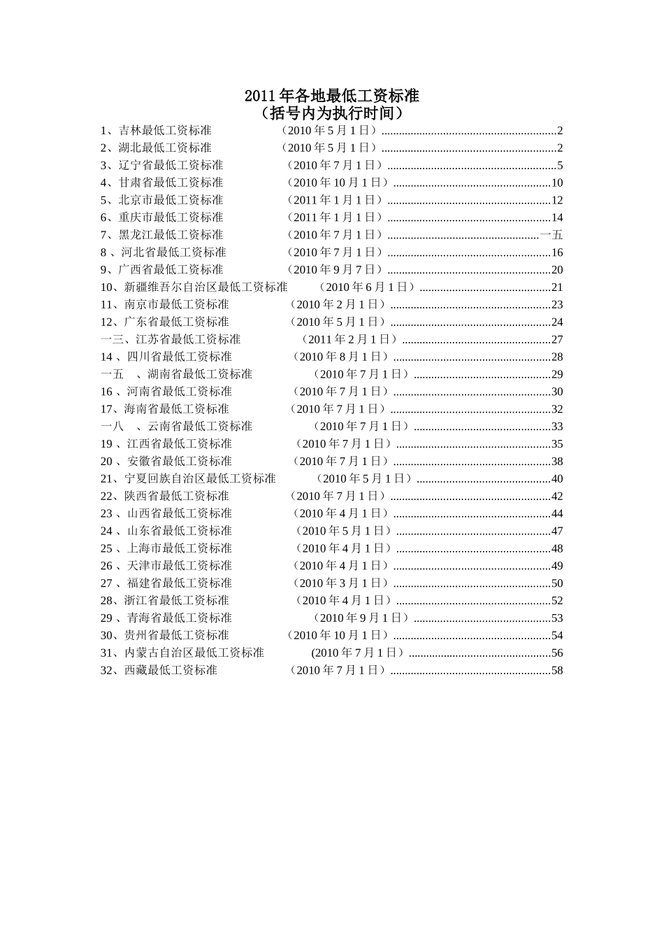 各地最低工资标准_第1页