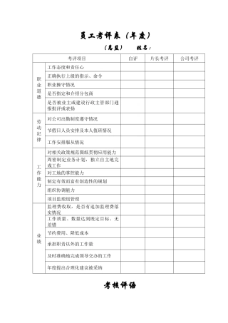 监理人员考评表