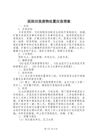 医院垃圾废物应急预案