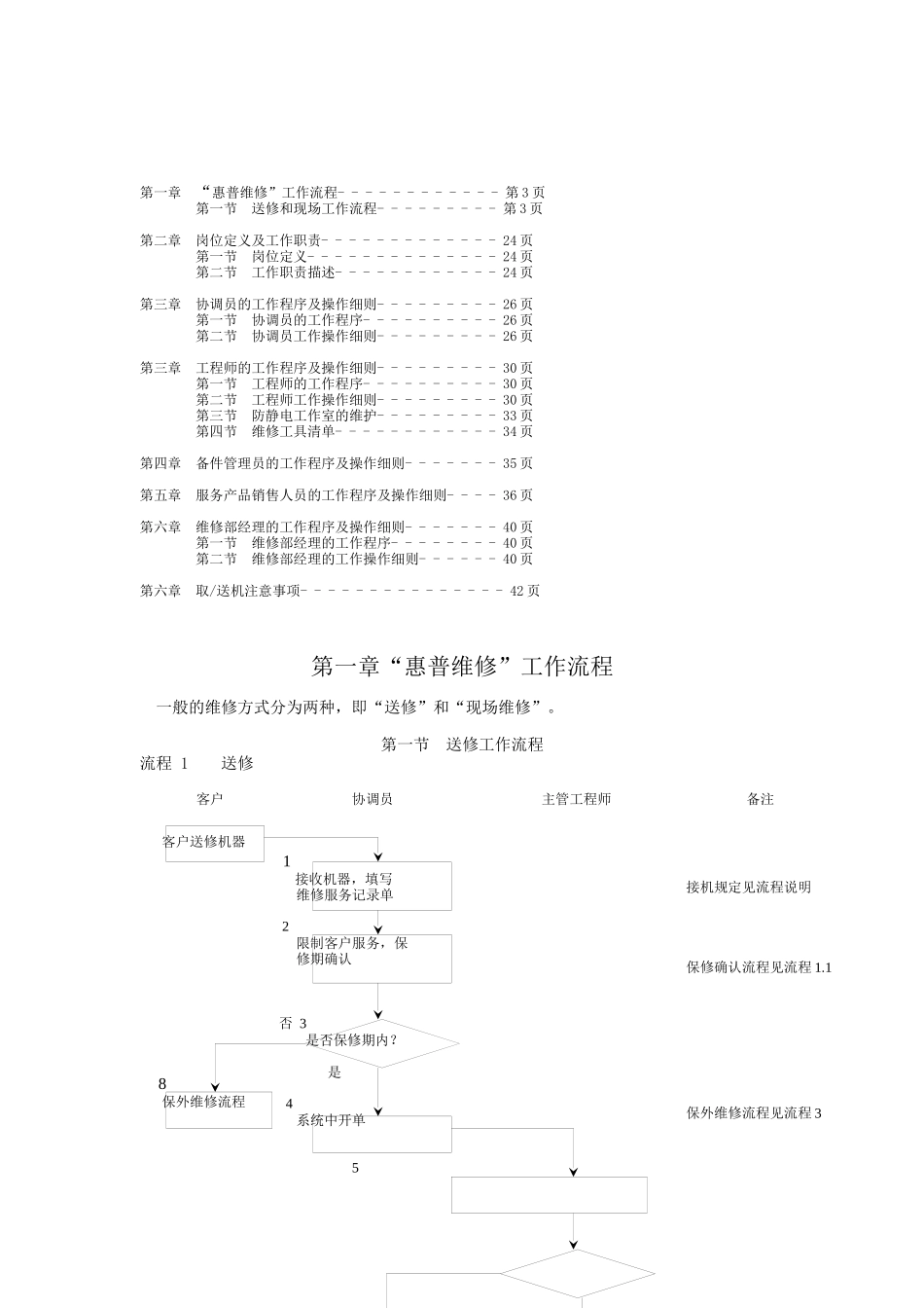 惠普维修部人员工作程序与岗位职责_第3页