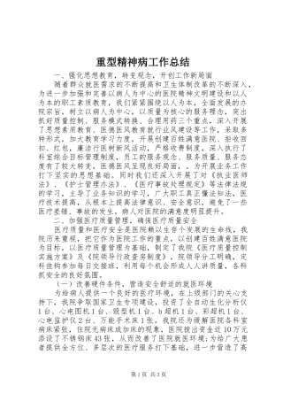 重型精神病工作总结