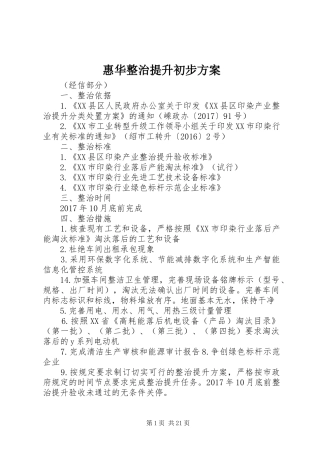 惠华整治提升初步实施方案