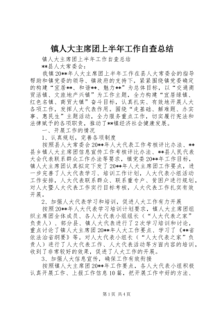 镇人大主席团上半年工作自查总结