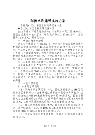 年度水利建设实施方案