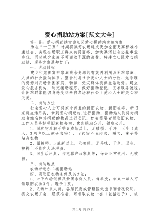 爱心捐助站实施方案[范文大全]