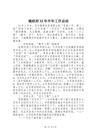 镇政府XX年半年工作总结