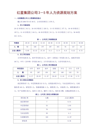 红星集团未来3~5年人力资源规划方案