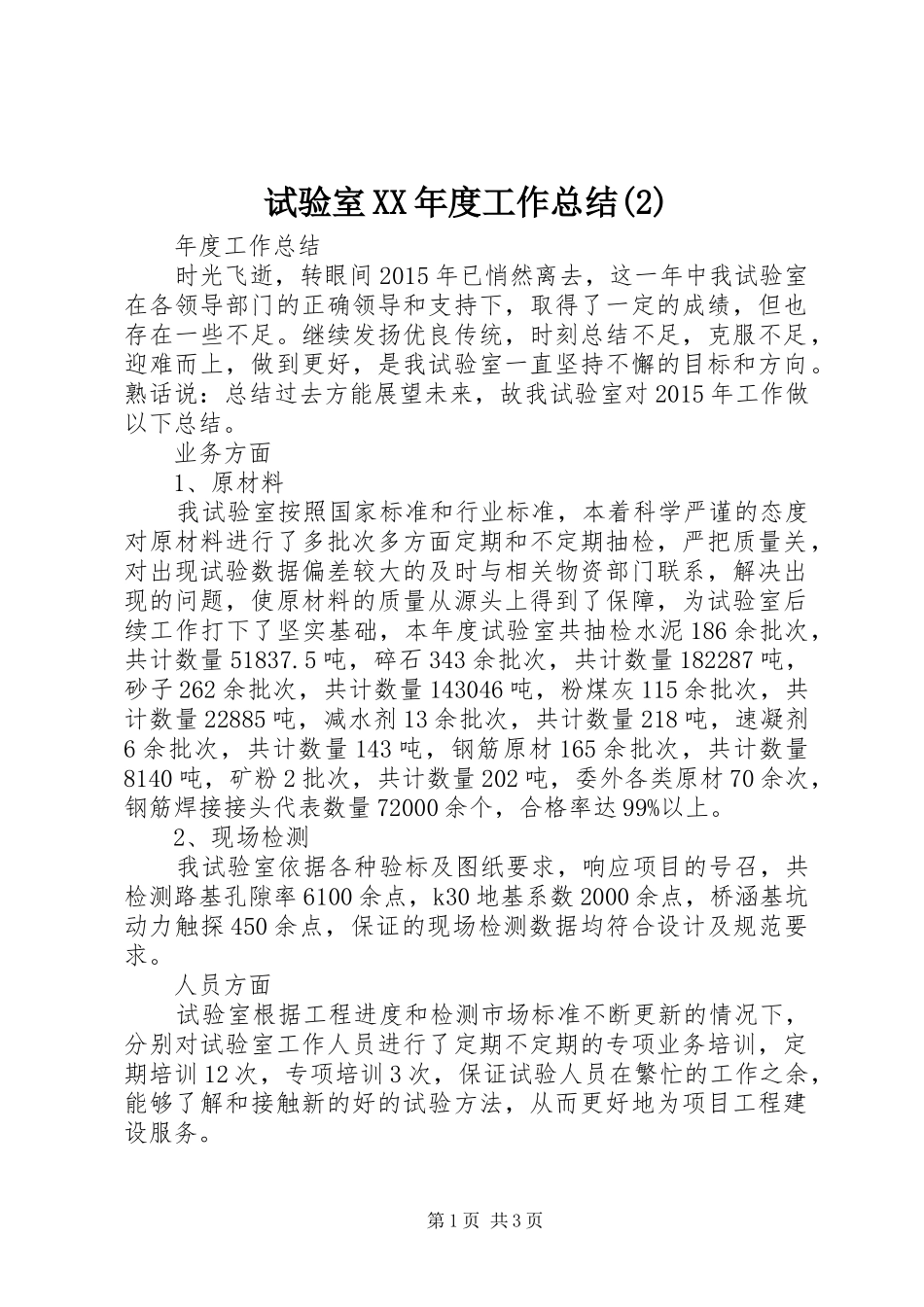 试验室XX年度工作总结(2)_第1页