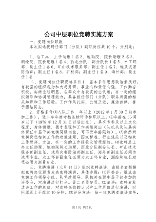 公司中层职位竞聘方案