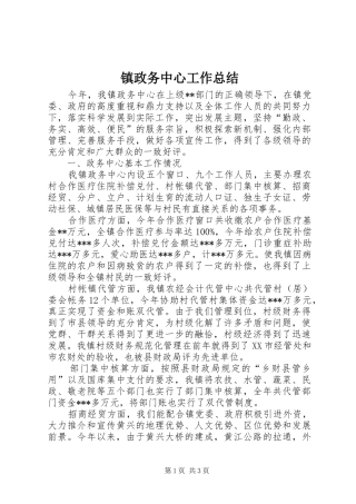 镇政务中心工作总结