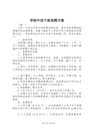 学校中层干部竞聘实施方案
