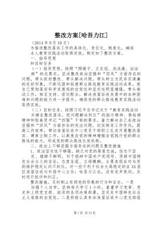 整改实施方案[哈吾力江]