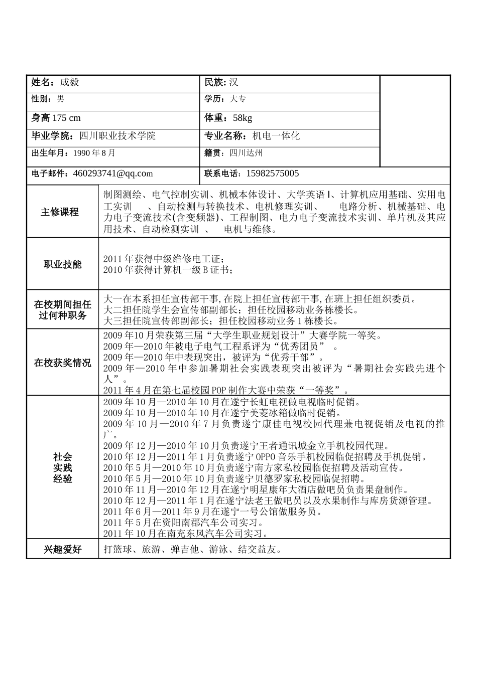 个人简历(1)_第2页