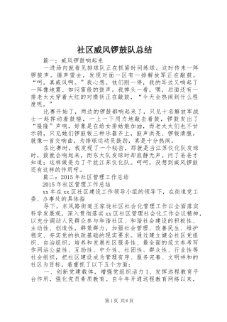 社区威风锣鼓队总结
