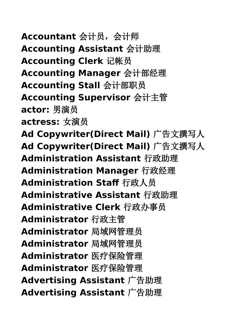 各类职位名称大全(39页)_第1页