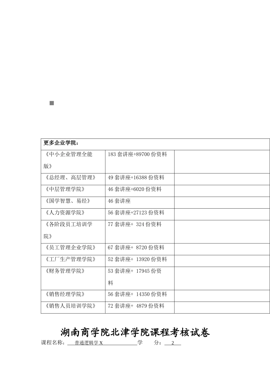 湖南某学院课程考核试卷_第1页