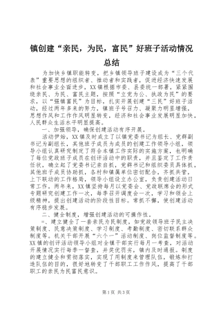 镇创建“亲民，为民，富民”好班子活动情况总结