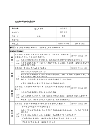 航材院党支部书记职务说明书