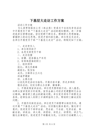 下基层大走访工作实施方案