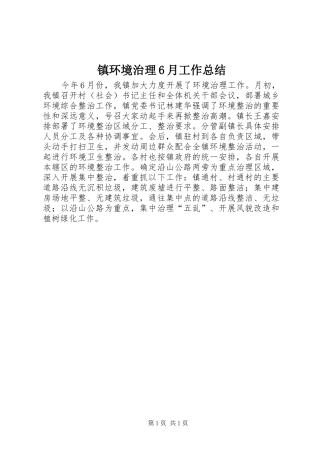 镇环境治理6月工作总结