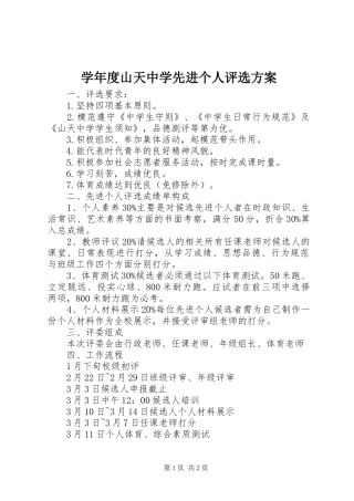 学年度山天中学先进个人评选实施方案