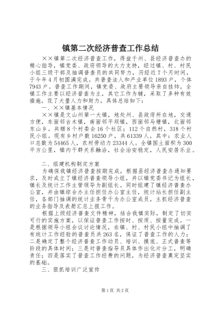 镇第二次经济普查工作总结