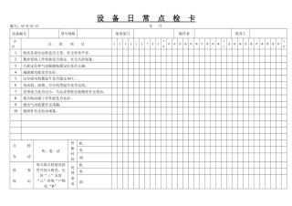 设备日常点检卡
