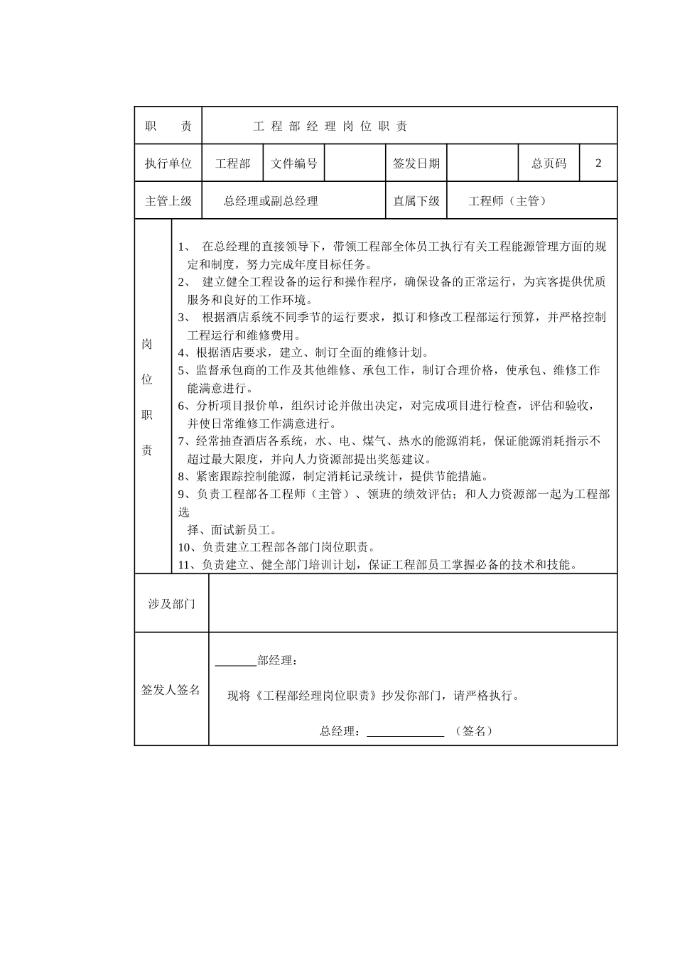 工程部经理岗位职责0_第1页