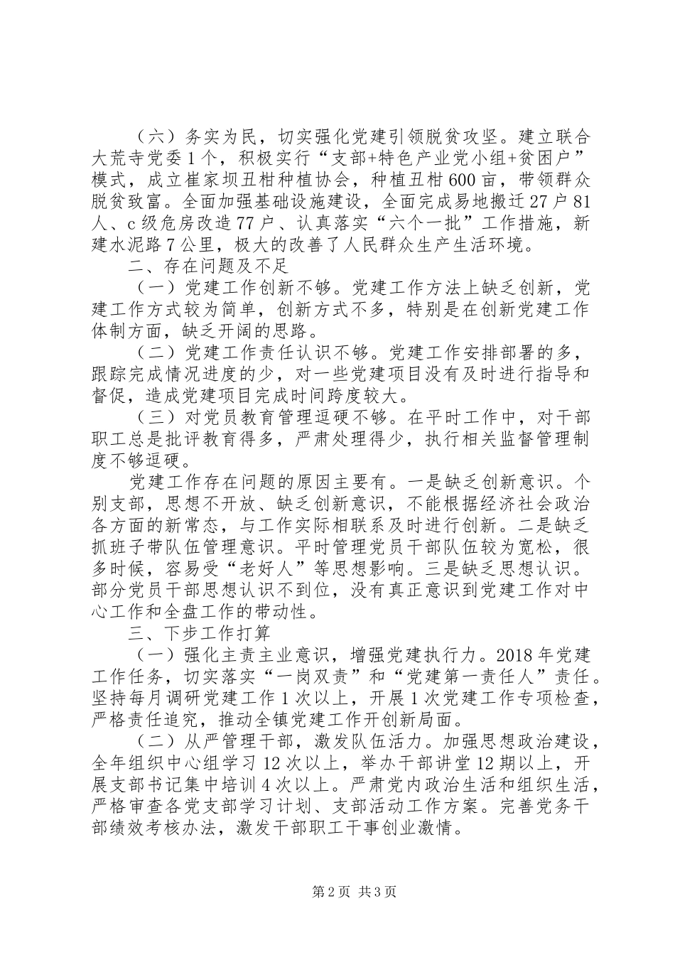 镇委员会关于XX年度党建工作的总结报告_第2页