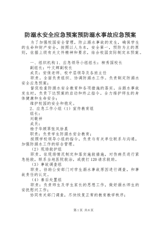 防溺水安全应急处理预案预防溺水事故应急处理预案