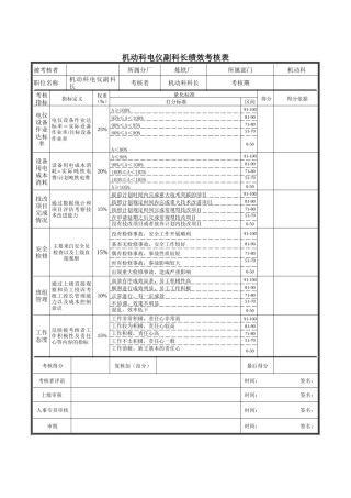 机动科电仪副科长绩效考核