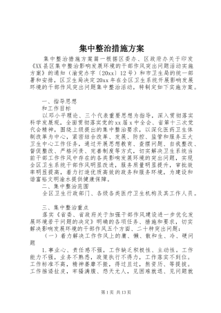 集中整治措施实施方案