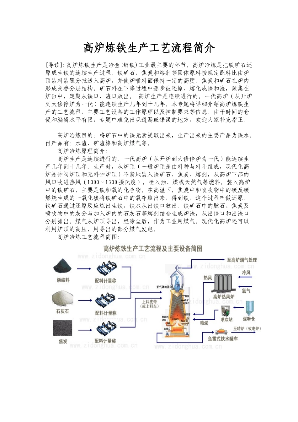 高炉炼铁生产工艺流程简介2_第1页