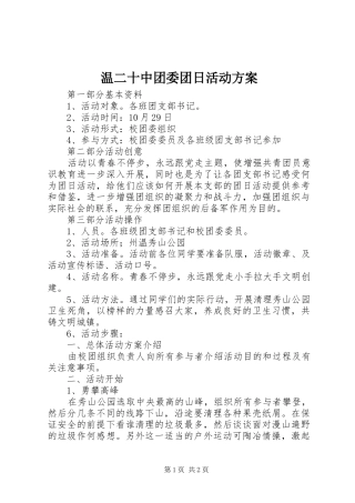 温二十中团委团日活动实施方案