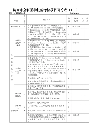济南市全科医学技能考核项目评分表(1-1)