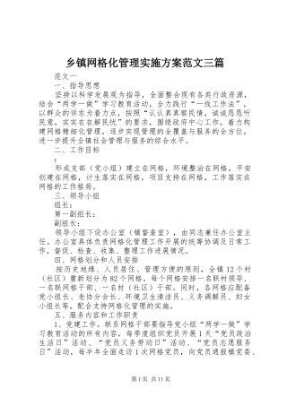 乡镇网格化管理方案范文三篇