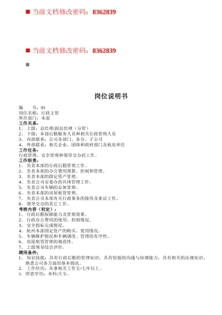 公司各职员岗位说明书