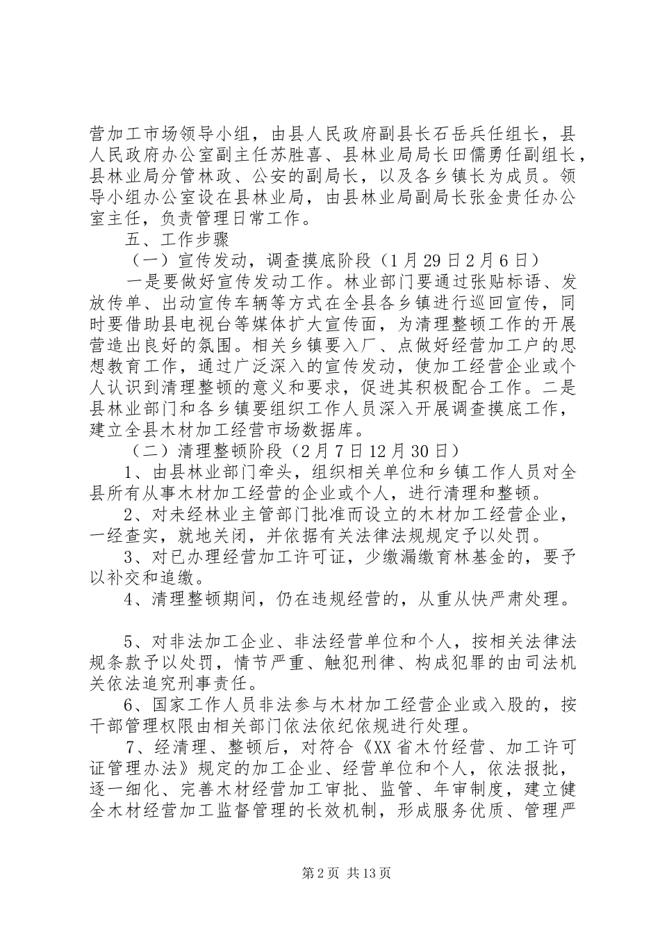 木材加工市场清理整顿工作方案5篇_第2页