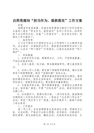 自然资源局“担当作为、狠抓落实”工作实施方案