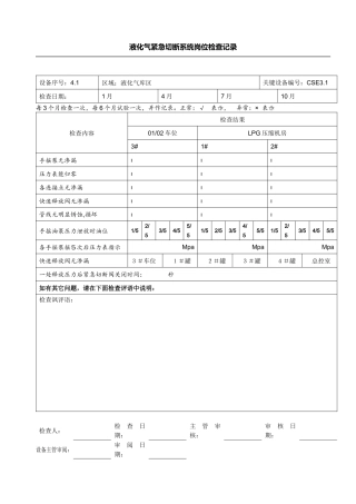 液化气设备岗位检查记录表