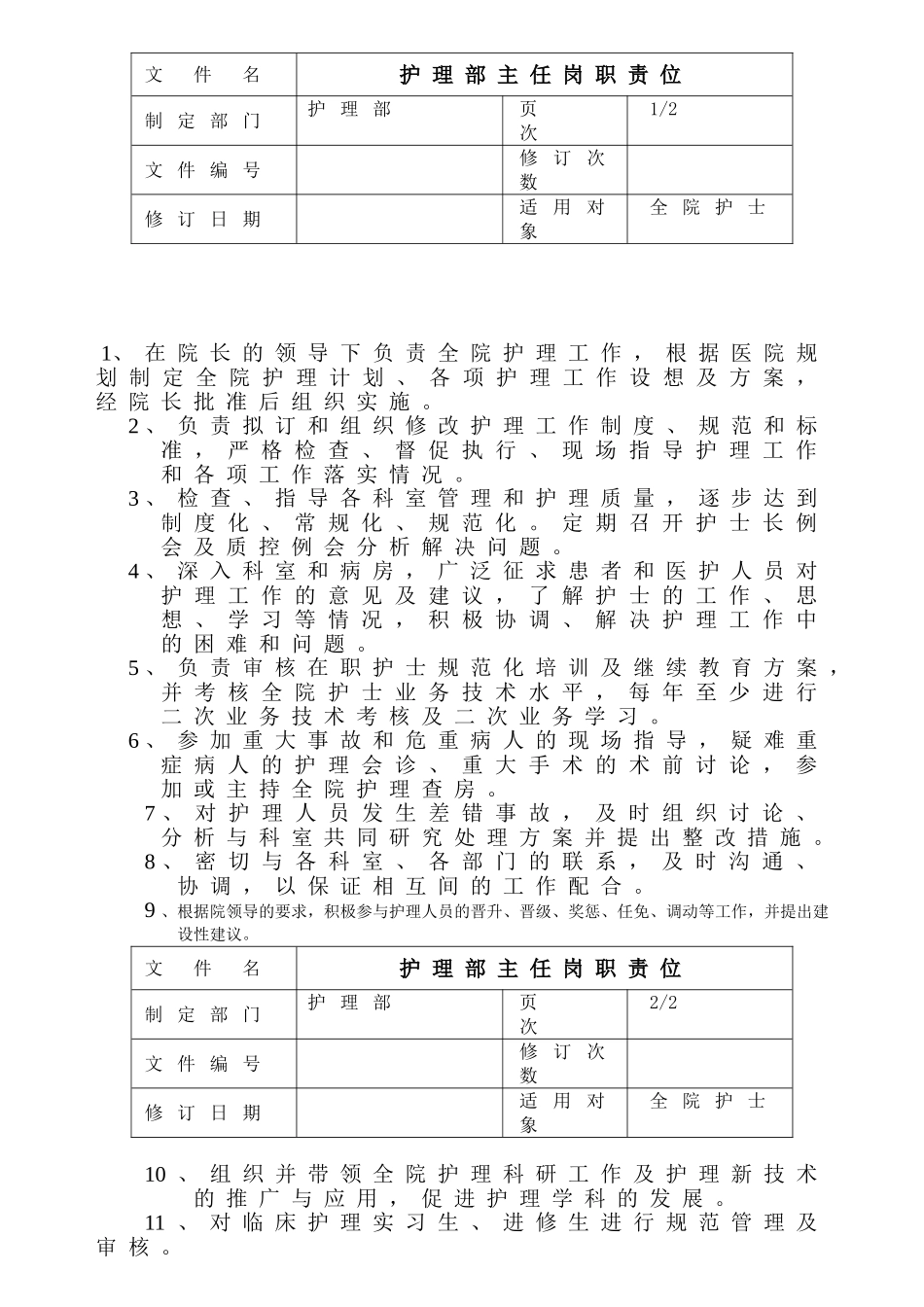 护士岗位职责(121页)_第1页