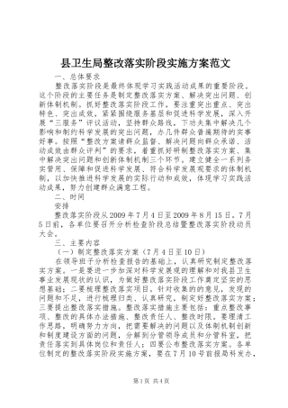 县卫生局整改落实阶段方案范文