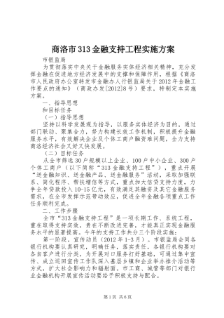 商洛市313金融支持工程实施方案