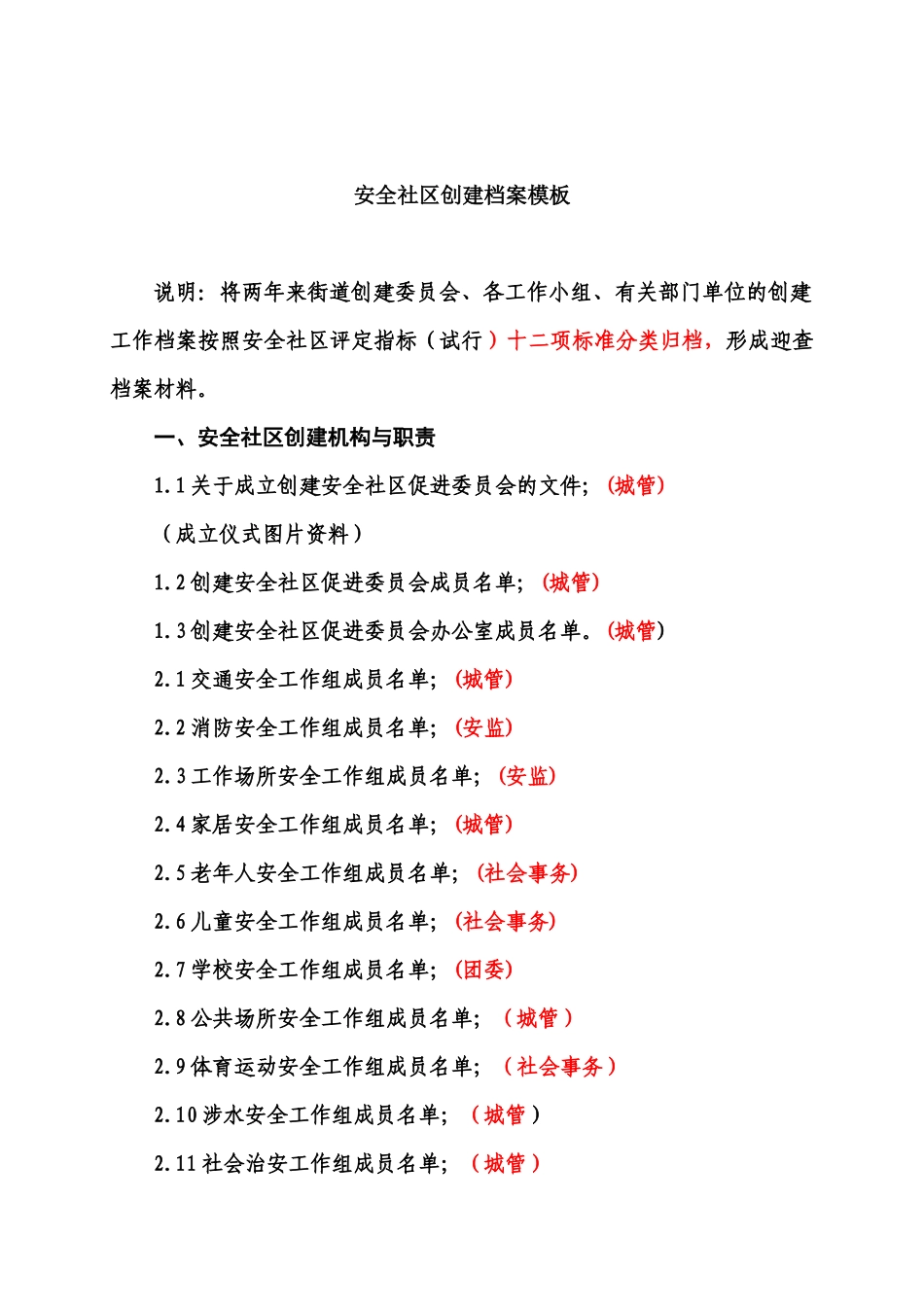 安全社区创建档案模版(详细版)_第1页