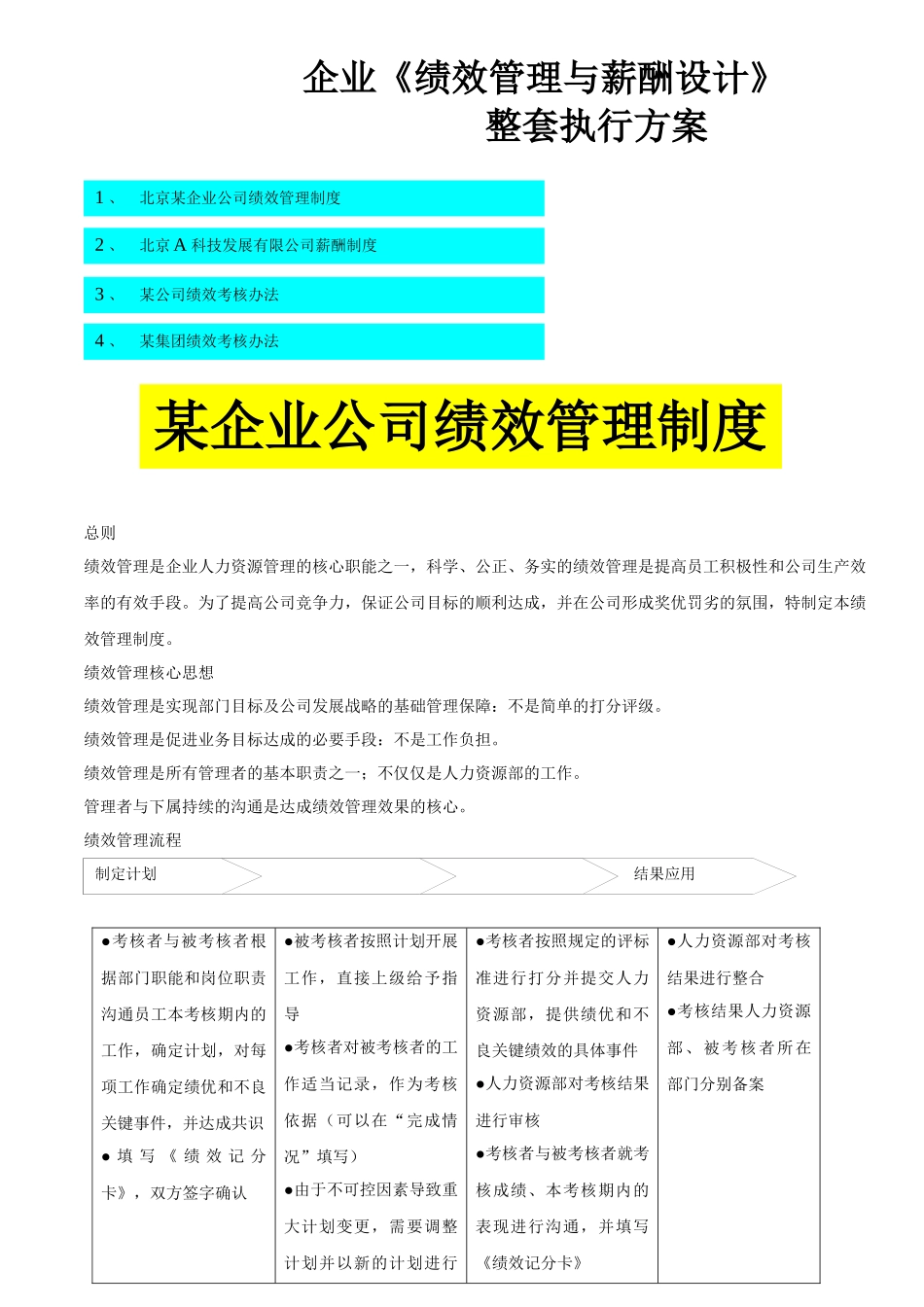 绩效管理与薪酬设计执行方案_第1页