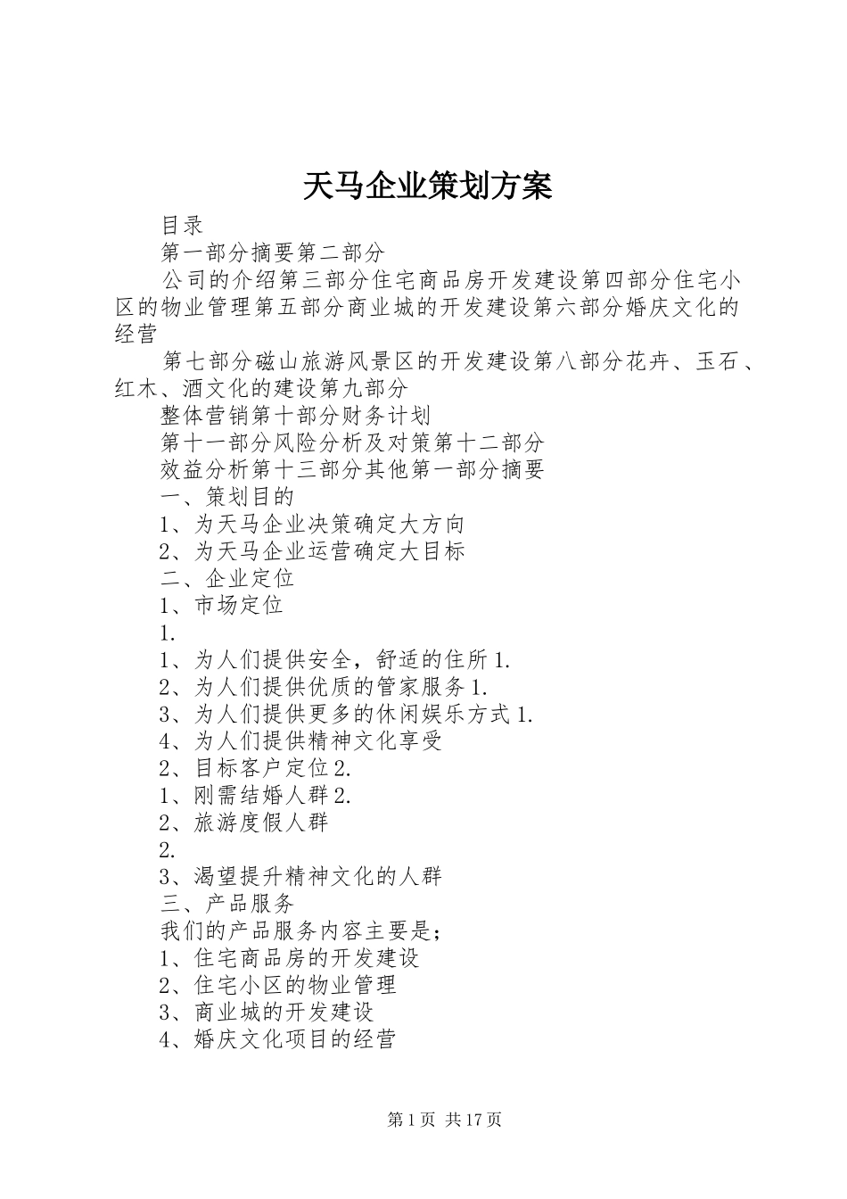 天马企业策划实施方案_第1页