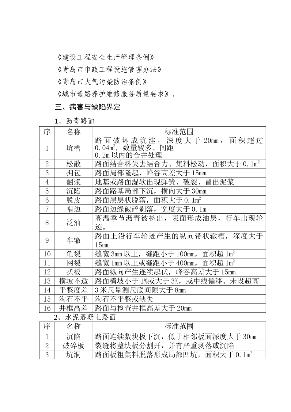 青岛市市政设施养护维修技术标准_第2页
