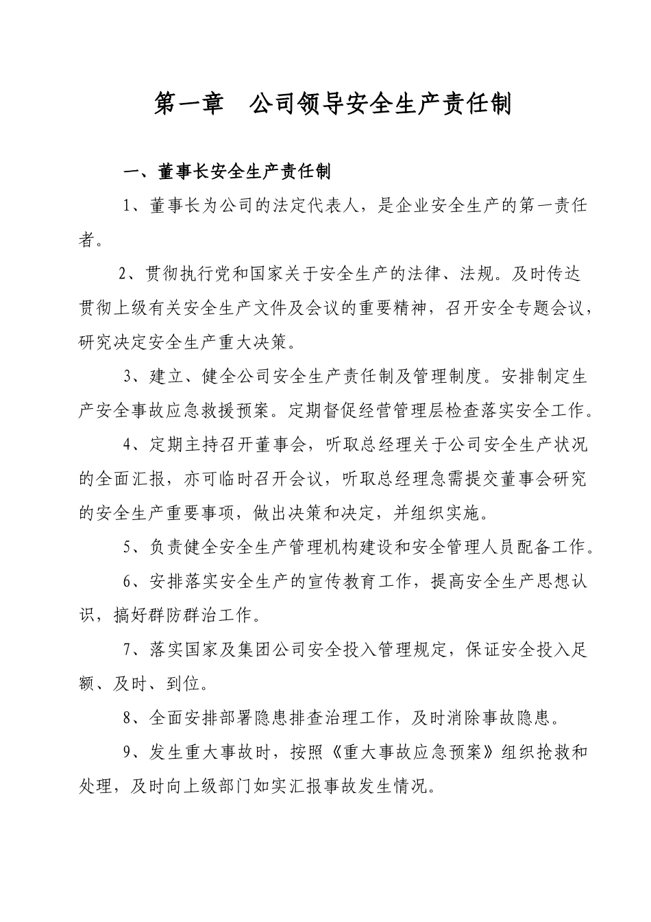 地煤公司XXXX年安全生产责任制(正文)_第1页