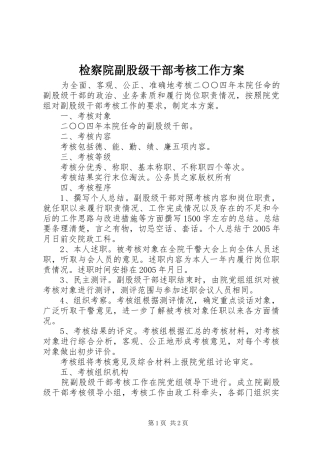检察院副股级干部考核工作实施方案